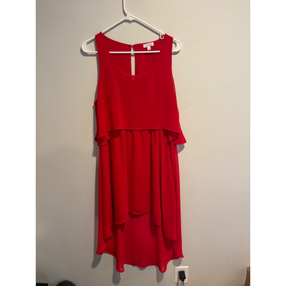 Charming Charlie Red Sleeveless Layered High Low Dress Large
